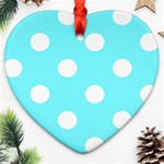 Polka Dots - White on Electric Blue Heart Ornament (Two Sides)