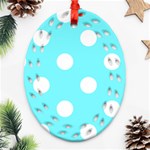 Polka Dots - White on Electric Blue Ornament (Bell) Ornament (Oval Filigree)