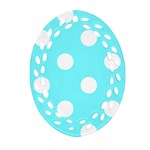 Polka Dots - White on Electric Blue Oval Filigree Ornament (Two Sides)