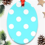 Polka Dots - White on Electric Blue Ornament (Oval)