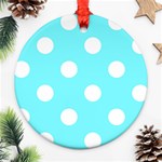 Polka Dots - White on Electric Blue Ornament (Round)