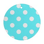 Polka Dots - White on Electric Blue Round Ornament (Two Sides)
