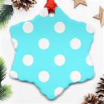 Polka Dots - White on Electric Blue Snowflake Ornament (Two Sides)