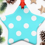Polka Dots - White on Electric Blue Star Ornament (Two Sides)