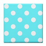 Polka Dots - White on Electric Blue Tile Coaster