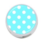 Polka Dots - White on Electric Blue 4-Port USB Hub (Two Sides)