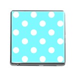 Polka Dots - White on Electric Blue Memory Card Reader (Square)