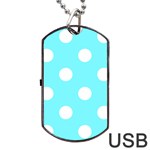 Polka Dots - White on Electric Blue Dog Tag USB Flash (One Side)