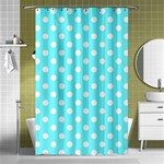 Polka Dots - White on Electric Blue Shower Curtain 48  x 72  (Small)
