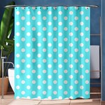 Polka Dots - White on Electric Blue Shower Curtain 60  x 72  (Medium)