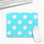Polka Dots - White on Electric Blue Small Mousepad