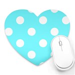 Polka Dots - White on Electric Blue Heart Mousepad