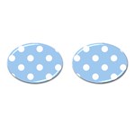 Polka Dots - White on Baby Blue Cufflinks (Oval)