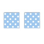Polka Dots - White on Baby Blue Cufflinks (Square)