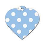 Polka Dots - White on Baby Blue Dog Tag Heart (Two Sides)