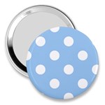 Polka Dots - White on Baby Blue 3  Handbag Mirror