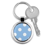 Polka Dots - White on Baby Blue Key Chain (Round)