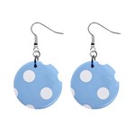 Polka Dots - White on Baby Blue 1  Button Earrings