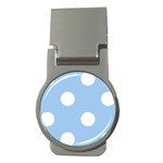Polka Dots - White on Baby Blue Money Clip (Round)