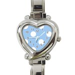 Polka Dots - White on Baby Blue Heart Italian Charm Watch