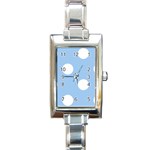 Polka Dots - White on Baby Blue Rectangle Italian Charm Watch