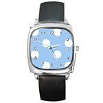 Polka Dots - White on Baby Blue Square Metal Watch