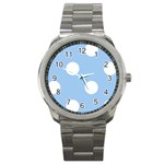 Polka Dots - White on Baby Blue Sport Metal Watch