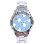 Polka Dots - White on Baby Blue Stainless Steel Analogue Watch