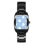 Polka Dots - White on Baby Blue Stainless Steel Barrel Watch