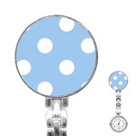 Polka Dots - White on Baby Blue Stainless Steel Nurses Watch
