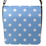 Polka Dots - White on Baby Blue Flap Closure Messenger Bag (S)