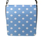 Polka Dots - White on Baby Blue Flap Closure Messenger Bag (L)