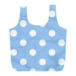 Polka Dots - White on Baby Blue Full Print Recycle Bag (L)