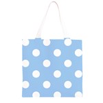 Polka Dots - White on Baby Blue Grocery Light Tote Bag