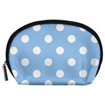 Polka Dots - White on Baby Blue Accessory Pouch (Large)