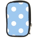 Polka Dots - White on Baby Blue Compact Camera Leather Case