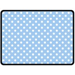 Polka Dots - White on Baby Blue Fleece Blanket (Large) (One Side)