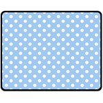 Polka Dots - White on Baby Blue Double Sided Fleece Blanket (Medium) (Two Sides)