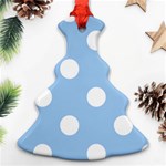 Polka Dots - White on Baby Blue Christmas Tree Ornament (Two Sides)