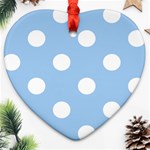Polka Dots - White on Baby Blue Ornament (Heart)