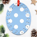 Polka Dots - White on Baby Blue Ornament (Bell) Ornament (Oval Filigree)