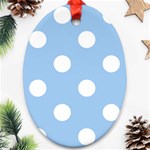 Polka Dots - White on Baby Blue Ornament (Oval)