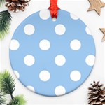 Polka Dots - White on Baby Blue Ornament (Round)