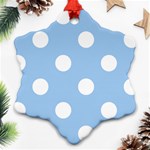 Polka Dots - White on Baby Blue Ornament (Snowflake)
