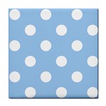 Polka Dots - White on Baby Blue Tile Coaster