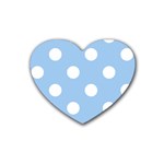 Polka Dots - White on Baby Blue Heart Coaster (4 pack)