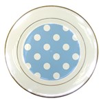 Polka Dots - White on Baby Blue Porcelain Plate