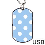 Polka Dots - White on Baby Blue Dog Tag USB Flash (Two Sides)