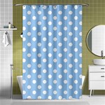 Polka Dots - White on Baby Blue Shower Curtain 48  x 72  (Small)