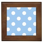 Polka Dots - White on Baby Blue Framed Tile